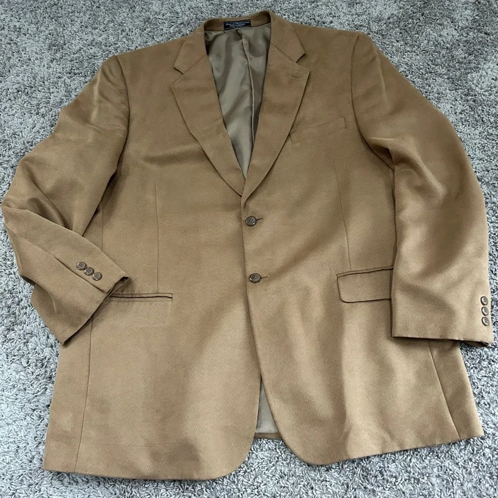 Bert Pulitzer Mens Tan Blazer Sport Coat Jacket Large L Supre Suede